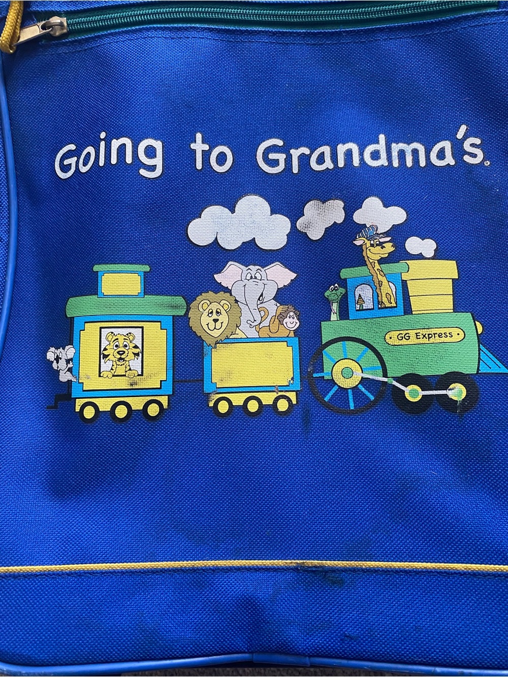 Vintage Going to Grandma's Kids Travel Luggage Suitcase Mercury Train Animals - Picture 4 of 8